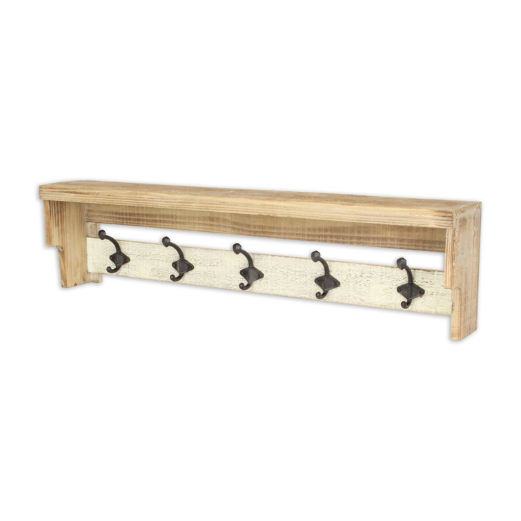 Gracie Oaks Nicola Solid Wood Wall 5 - Hook Wall Mounted Coat Rack